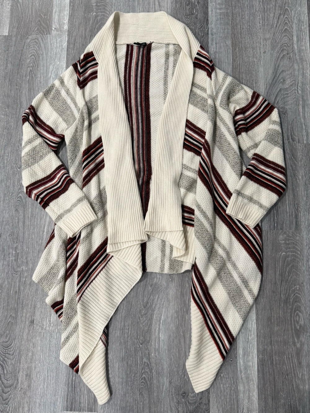 Torrid Womens Plus Size 2 Striped Open Front Waterfall Knit Boho Sweater 2X